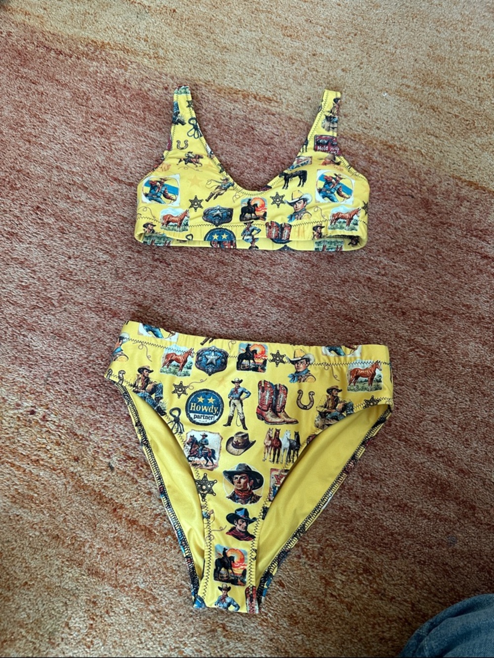 Yellow Western Print Bikini Set